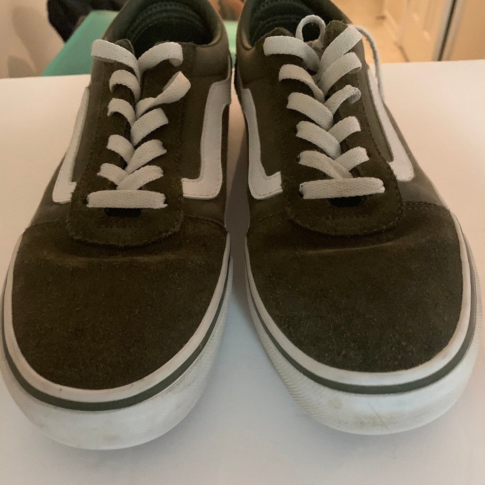 Grey and White Vans sneaker